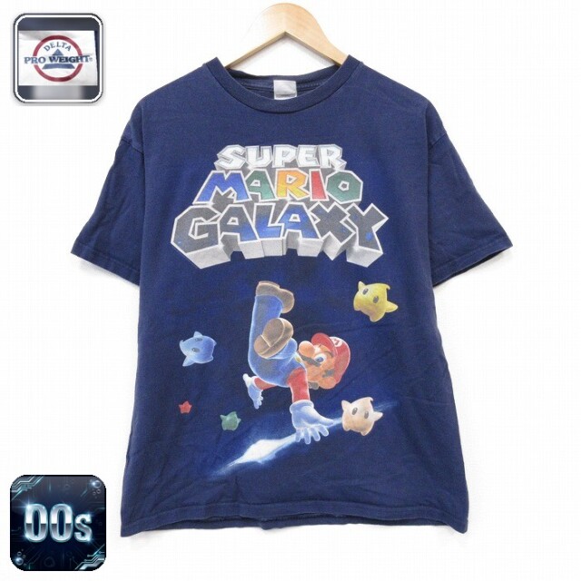 00s 半袖Tシャツ スーパーマリオギャラクシー ネイビー メンズL相当 | 古着