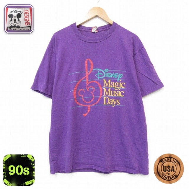 ディズニー 90s 半袖Tシャツ Magic Music Days パープル メンズXL相当 | 古着