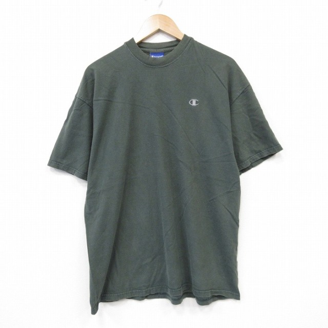 チャンピオン 00s 半袖Tシャツ ワンポイントロゴ グリーン メンズL相当 | 古着