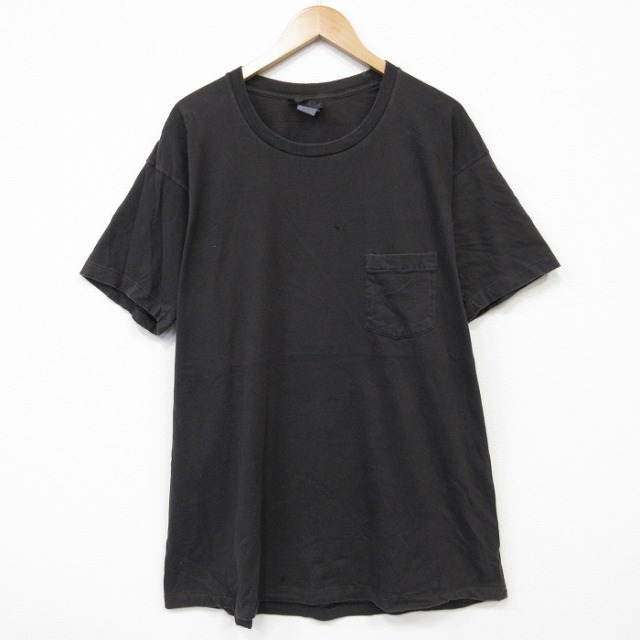 90s 半袖Tシャツ 胸ポケット付き ブラック メンズXL相当 | 古着