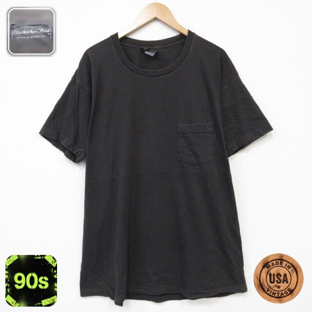 90s 半袖Tシャツ 胸ポケット付き ブラック メンズXL相当 | 古着