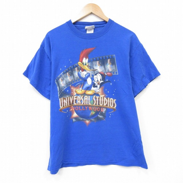 ユニバーサルスタジオ 00s 半袖Tシャツ ウッドペッカー ブルー メンズL相当 | 古着