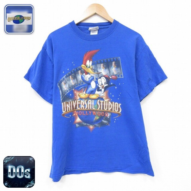 ユニバーサルスタジオ 00s 半袖Tシャツ ウッドペッカー ブルー メンズL相当 | 古着