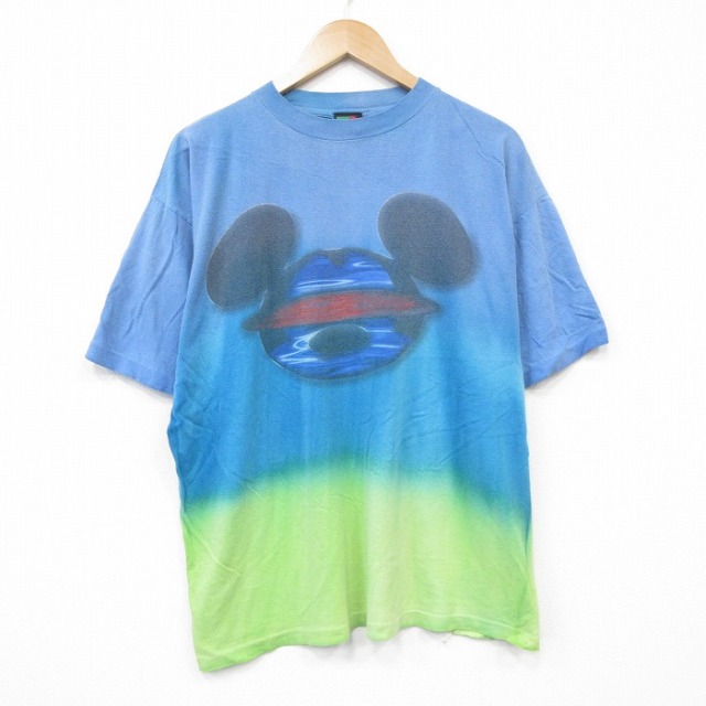 ディズニー 90s 半袖Tシャツ タイダイ ライトブルー メンズXL相当 | 古着