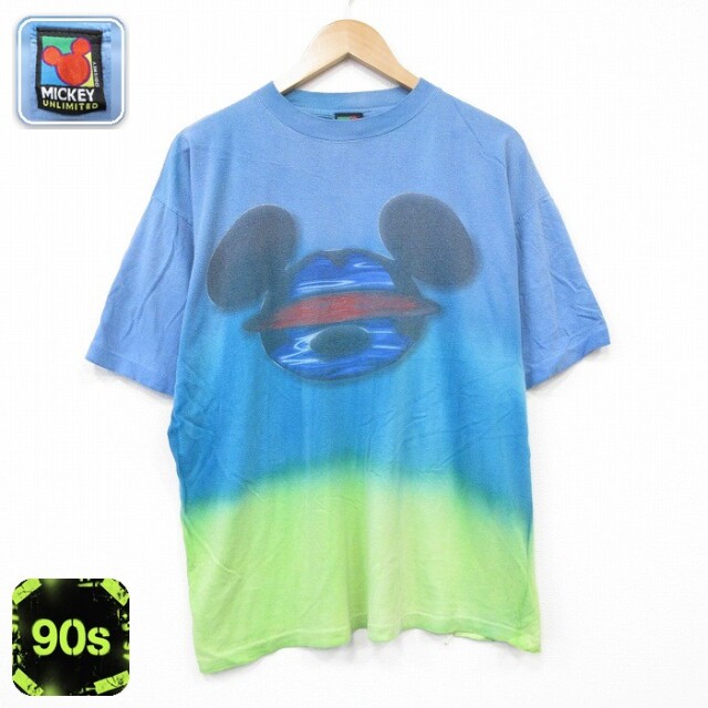 ディズニー 90s 半袖Tシャツ タイダイ ライトブルー メンズXL相当 | 古着