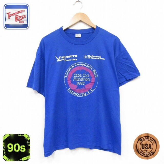 90s 半袖Tシャツ マラソン ブルー メンズL相当 | 古着