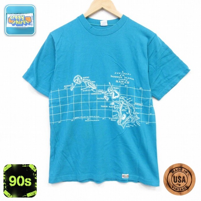 クレイジーシャツ 90s 半袖Tシャツ ハワイ グリーン M | 古着 26aug28