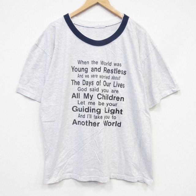 00s 半袖Tシャツ メッセージ グレー XL | 古着 26aug28