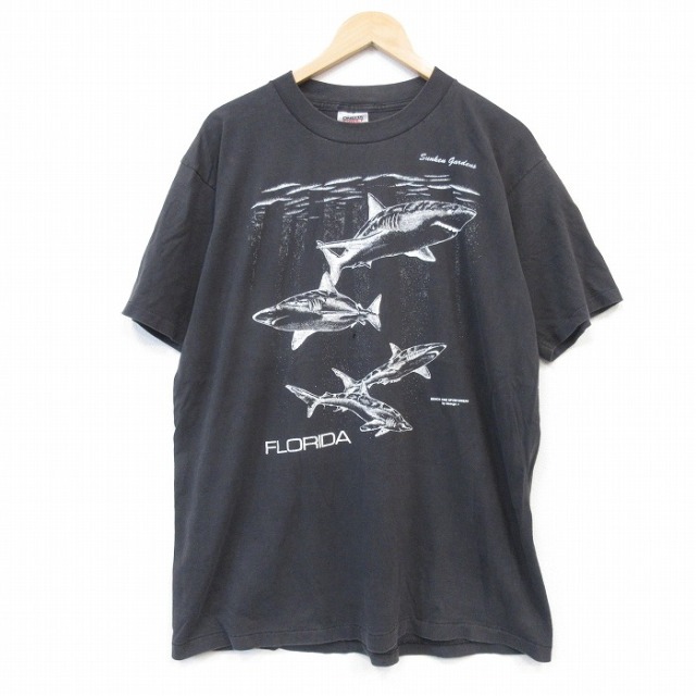 オニータ 90s 半袖Tシャツ サメ ブラック XL | 古着 26aug28