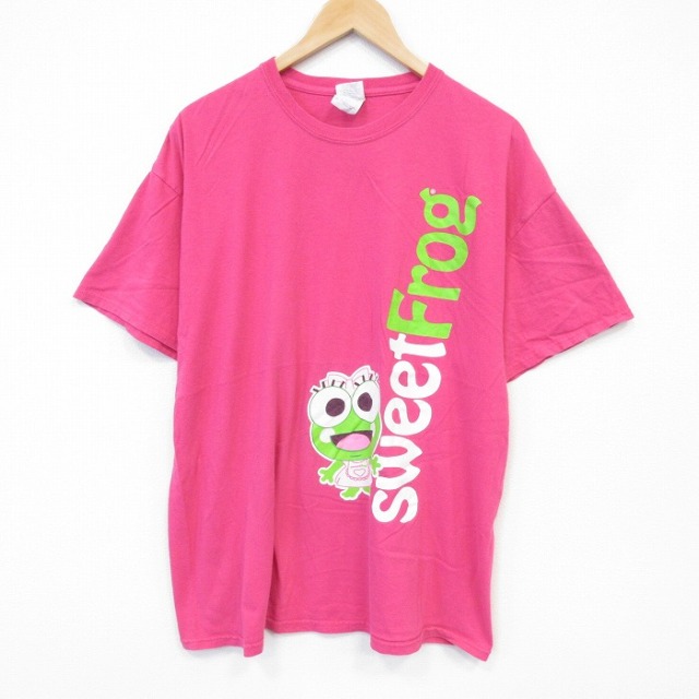 半袖Tシャツ カエル ピンク メンズXL相当 | 古着