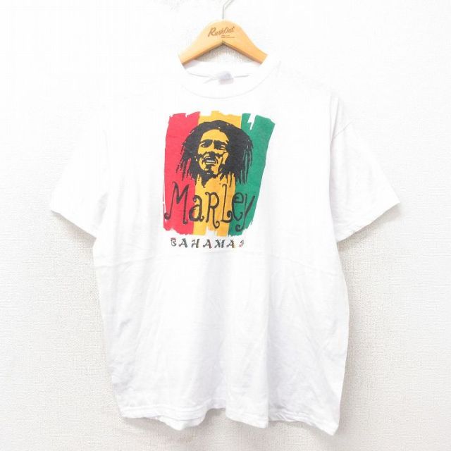 XL★古着 半袖 ビンテージ ロック バンド Tシャツ メンズ 00年代 00s ボブマーリー クルーネック 白 ホワイト 【spe】 25may24 中古