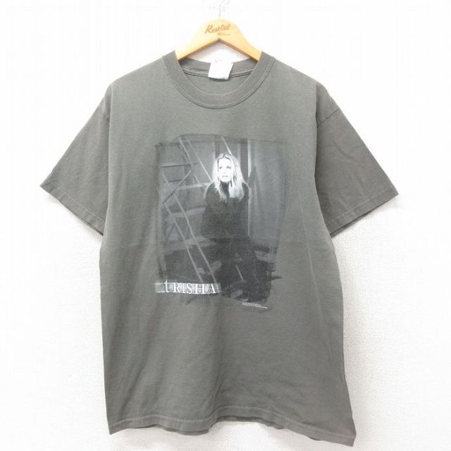 L★古着 半袖 ビンテージ ロック バンド Tシャツ メンズ 00年代 00s トリーシャイヤウッド コットン クルーネック 緑 グリーン 25jun20 中古