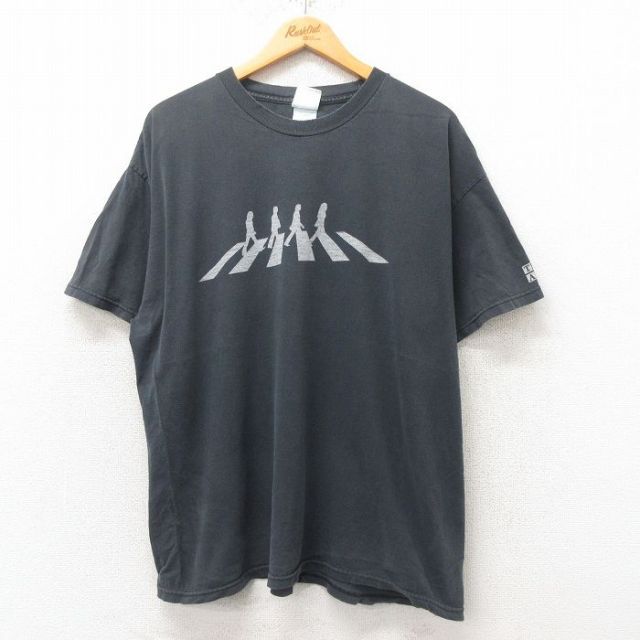 XL★古着 半袖 ビンテージ ロック バンド Tシャツ メンズ 00年代 00s ビートルズ The Beatles 大きいサイズ コットン クルーネック 黒 ブラック 25jun20 中古