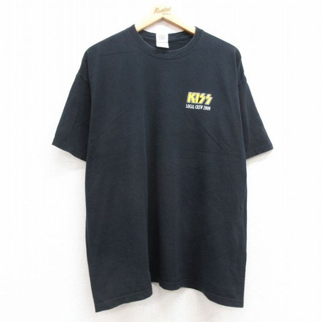 XL★古着 半袖 ビンテージ ロック バンド Tシャツ メンズ 00年代 00s キッス KISS 大きいサイズ コットン クルーネック 黒 ブラック 25jul10 中古