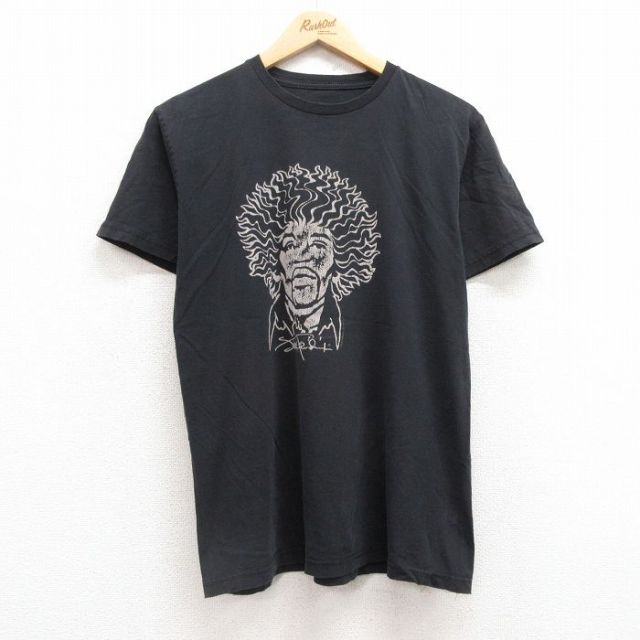 M★古着 半袖 ビンテージ ロック バンド Tシャツ メンズ 00年代 00s ジミヘンドリック クルーネック 黒 ブラック 25jul10 中古