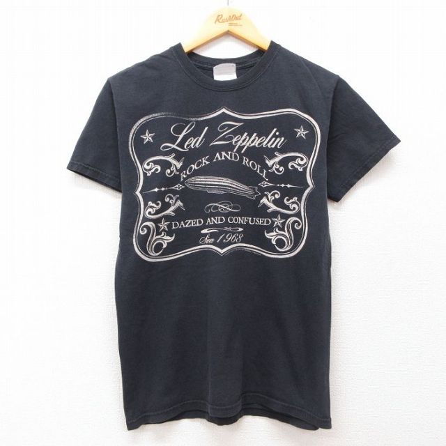 S★古着 ヘインズ Hanes 半袖 ビンテージ ロック バンド Tシャツ メンズ 00年代 00s レッドツェッペリン コットン クルーネック 黒 ブラック 25jul30 中古