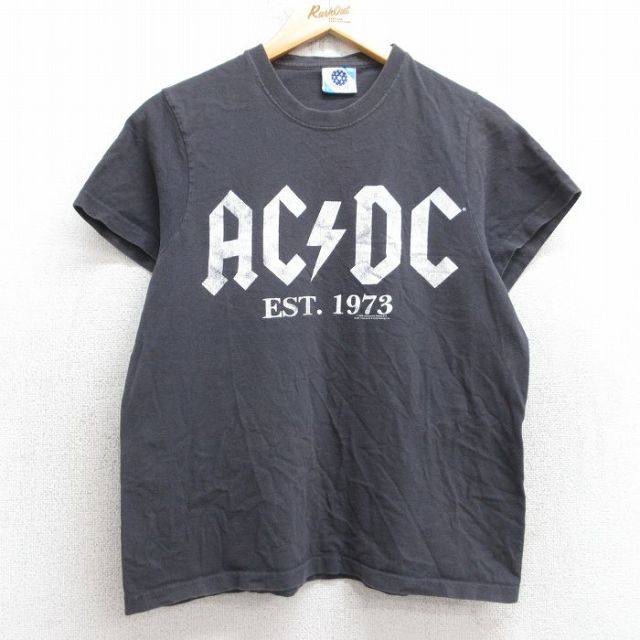 M★古着 半袖 ビンテージ ロック バンド Tシャツ メンズ 00年代 00s AC/DC コットン クルーネック 黒 ブラック 25aug05 中古