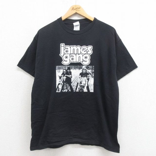 L★古着 半袖 ビンテージ ロック バンド Tシャツ メンズ 00年代 00s ジェイムスギャング コットン クルーネック 黒 ブラック 25aug06 中古