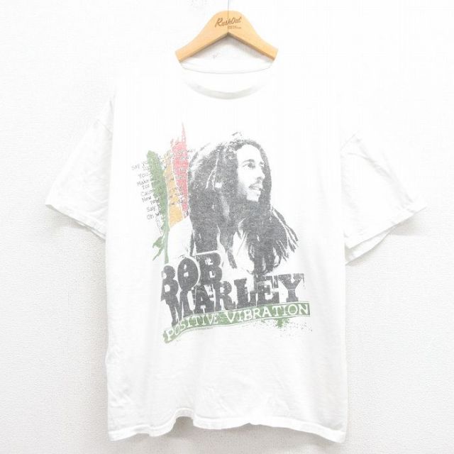 XL★古着 半袖 ビンテージ ロック バンド Tシャツ メンズ 00年代 00s ボブマーリー 大きいサイズ 白 ホワイト 25aug06 中古
