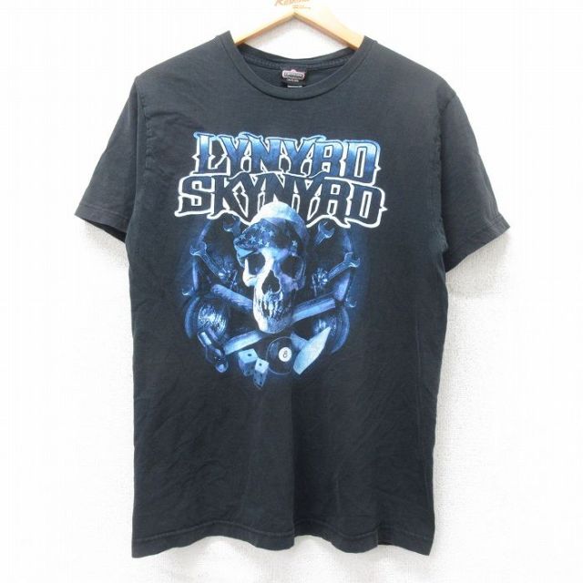 M★古着 半袖 ビンテージ ロック バンド Tシャツ メンズ 00年代 00s レイナードスキナード コットン クルーネック 黒 ブラック 25aug20 中古