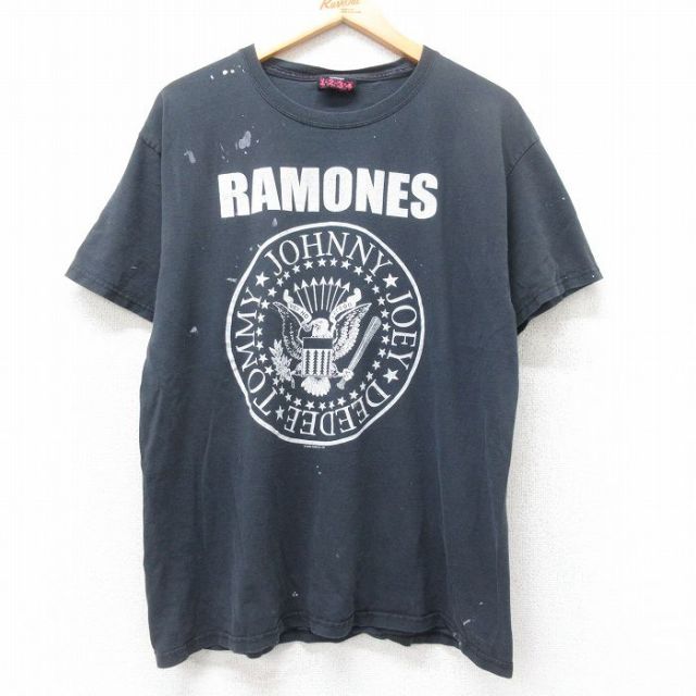 L★古着 半袖 ビンテージ ロック バンド Tシャツ メンズ 00年代 00s ラモーンズ クルーネック 黒 ブラック 25aug20 中古