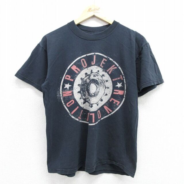 M★古着 半袖 ビンテージ ロック バンド Tシャツ メンズ 00年代 00s プロジェクトレボリューション リンキンパーク コットン クルーネック ブラック【spe】 26jul07