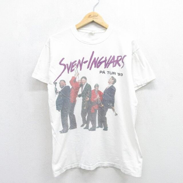 90s 半袖Tシャツ Sven-Ingvarsプリント ホワイト メンズL相当 | 古着