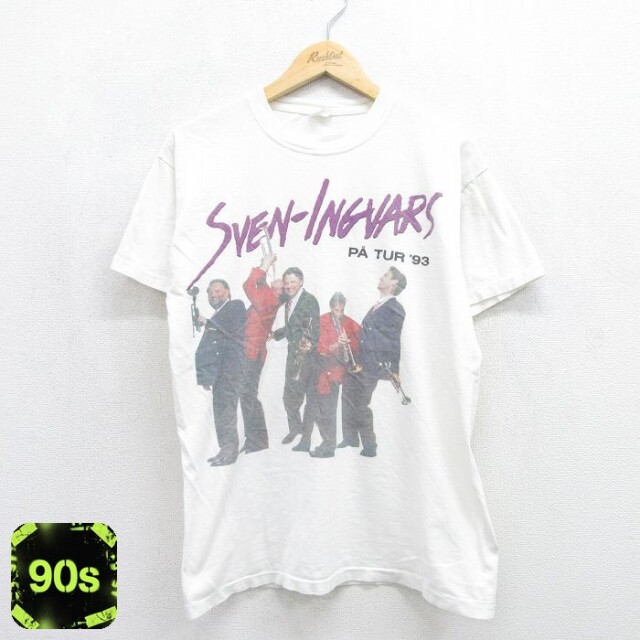 90s 半袖Tシャツ Sven-Ingvarsプリント ホワイト メンズL相当 | 古着
