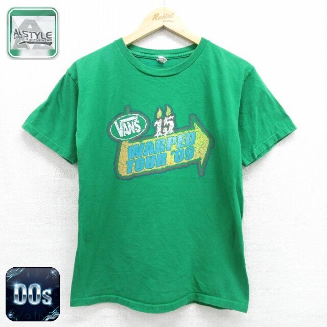 00s 半袖Tシャツ ワープドツアー グリーン メンズM相当 | 古着