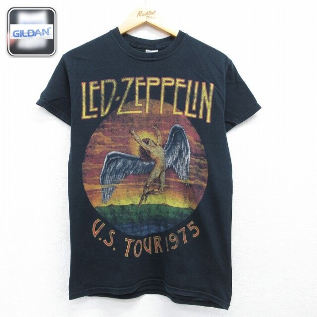 半袖ロックバンドTシャツ レッドツェッペリンプリント ブラック メンズS相当 | 古着