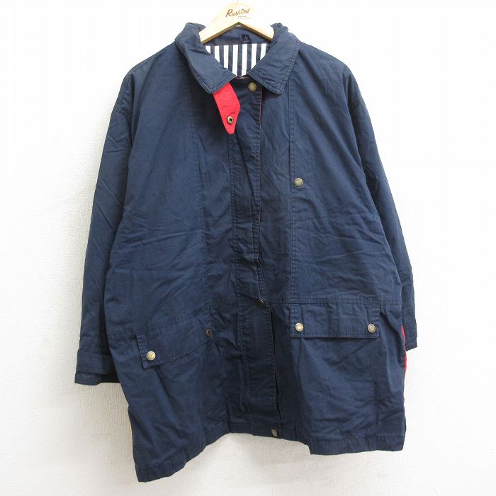 古着 カタリナ 長袖 ジャケット レディース 00年代 00s 大きいサイズ ロング丈 紺 ネイビー 24sep27 中古 アウター ジャンパー ブルゾン