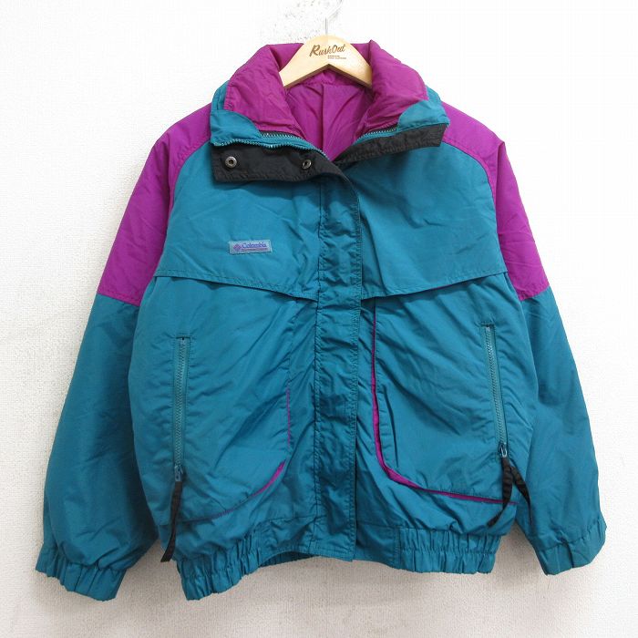 【50%OFF】古着 コロンビア COLUMBIA 長袖 ナイロン ジャケット レディース 90年代 90s ラグラン 大きいサイズ 青緑他 【spe】 24nov13 中古 アウター ウインドブレーカー