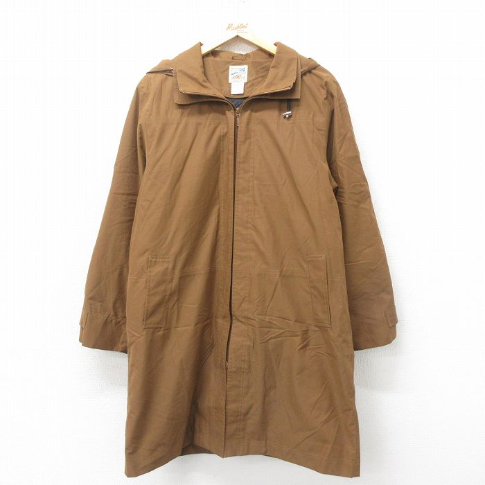 【50%OFF】古着 長袖 コート パーカー レディース ロング丈 茶 ブラウン 内側キルティング 24nov27 中古 アウター