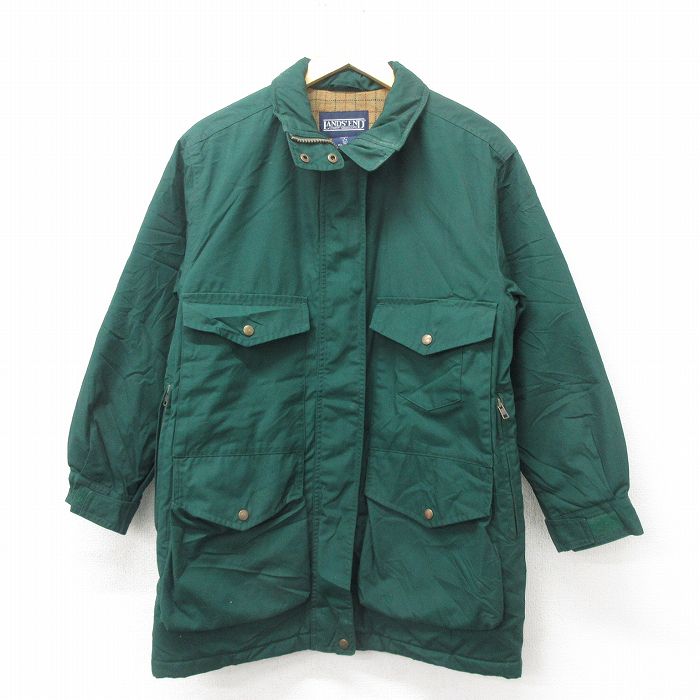 【50%OFF】古着 ランズエンド 長袖 コート レディース 00年代 00s ロング丈 シンサレート 緑 グリーン 内側ウール 24nov27 中古 アウター
