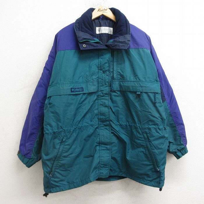 【50%OFF】古着 コロンビア COLUMBIA 長袖 ジャケット レディース 90年代 90s 大きいサイズ ロング丈 緑他 グリーン 24dec09 中古 アウター ジャンパー ブルゾン