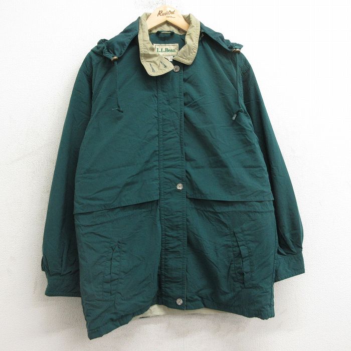 【50%OFF】古着 エルエルビーン LLBEAN 長袖 ジャケット パーカー レディース 90年代 90s 大きいサイズ 緑 グリーン 24dec09 中古 アウター ジャンパー ブルゾン