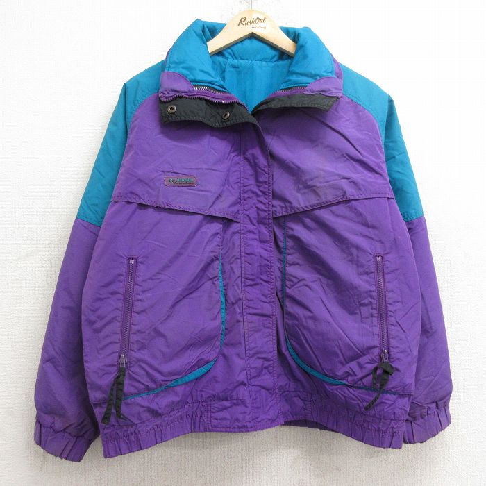 【20%OFF】古着 コロンビア COLUMBIA 長袖 ナイロン ジャケット レディース 90年代 90s ラグラン 大きいサイズ 紫他 パープル 24dec23 中古 アウター ウインドブレーカー