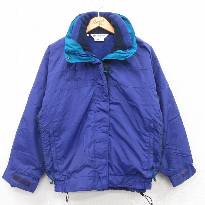 古着 コロンビア COLUMBIA 長袖 ナイロン ジャケット レディース 00年代 00s ワンポイントロゴ Bugoboo 大きいサイズ 紺 ネイビー 内側フリース 25jan11 中古 アウター ウインドブレーカー
