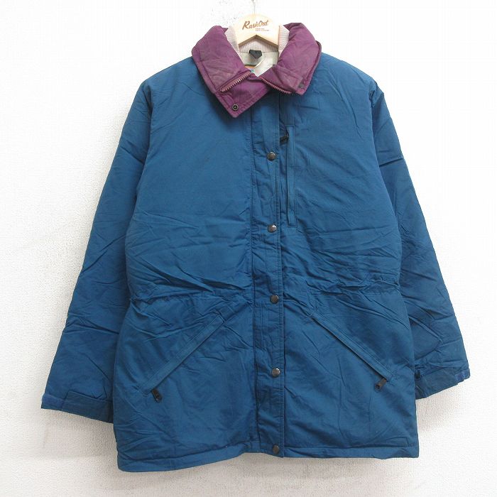 【50%OFF】古着 エルエルビーン LLBEAN 長袖 ナイロン ダウン ジャケット レディース 80年代 80s USA製 紺 ネイビー 25jan11 中古 アウター ジャンパー ブルゾン