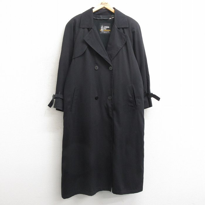 古着 ロンドンフォグ 長袖 トレンチ コート レディース 90年代 90s ラグラン ロング丈 USA製 黒 ブラック 25jan11 中古 アウター