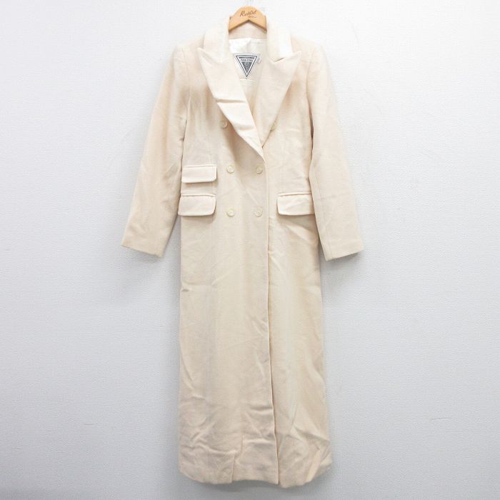 古着 長袖 ウール コート レディース 90年代 90s ロング丈 USA製 生成り 25jan15 中古 アウター