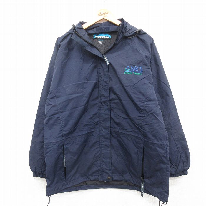 【50%OFF】古着 長袖 ナイロン ジャケット パーカー レディース NRCS リップストップ 紺 ネイビー 内側メッシュ 25jan17 中古 アウター ウインドブレーカー
