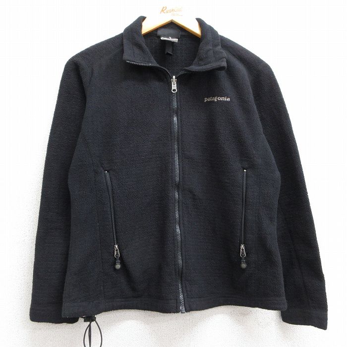 古着 パタゴニア patagonia 長袖 フリース ジャケット レディース ワンポイントロゴ 黒 ブラック 25feb07 中古 アウター ジャンパー ブルゾン