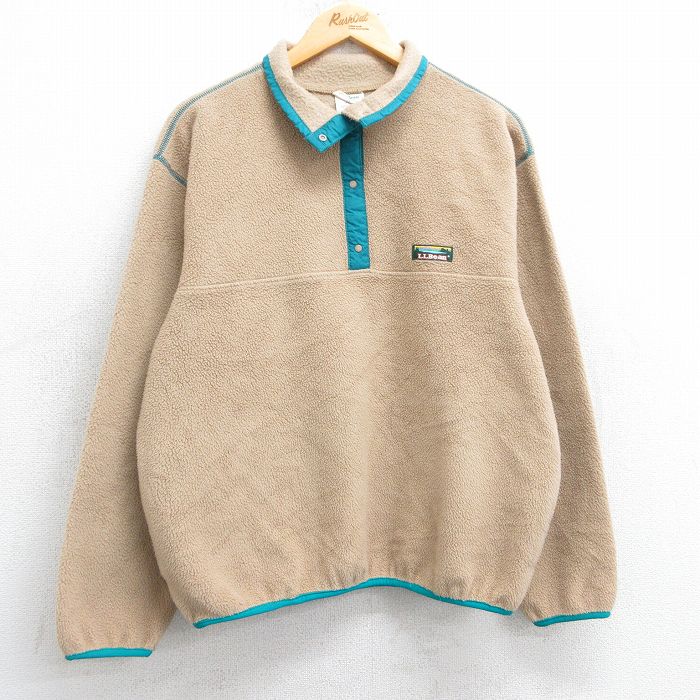 古着 エルエルビーン LLBEAN 長袖 フリース ジャケット レディース 90年代 90s スナップT USA製 ベージュ他 カーキ 25feb08 中古 アウター ジャンパー ブルゾン