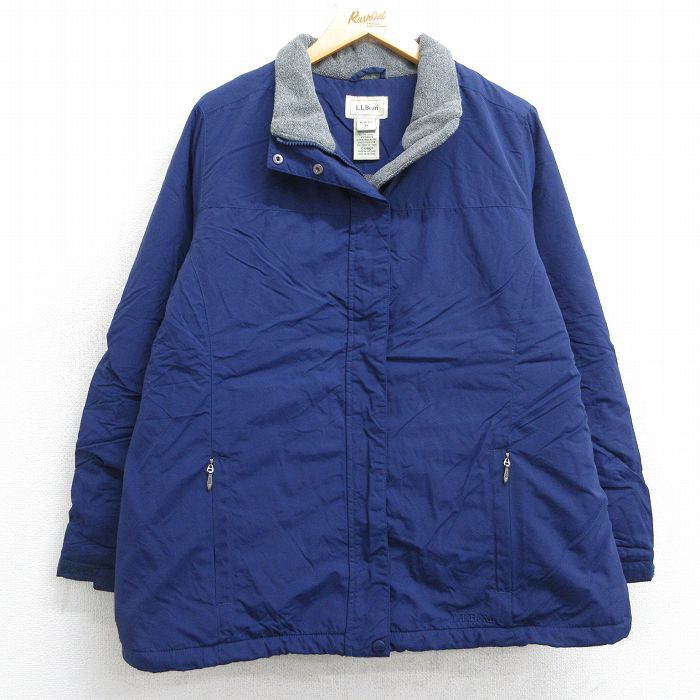 古着 エルエルビーン LLBEAN 長袖 ナイロン ジャケット レディース 00年代 00s 大きいサイズ 紺 ネイビー 内側フリース 25feb08 中古 アウター ウインドブレーカー