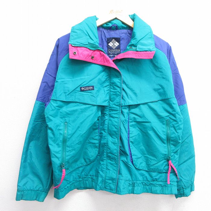 古着 コロンビア COLUMBIA 長袖 ナイロン ジャケット レディース 90年代 90s Power Keg 青緑 25feb17 中古 アウター ウインドブレーカー