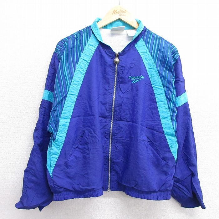 【50%OFF】古着 リーボック REEBOK 長袖 ナイロン ジャケット レディース 90年代 90s ワンポイントロゴ 紫 パープル 25feb17 中古 アウター ウインドブレーカー