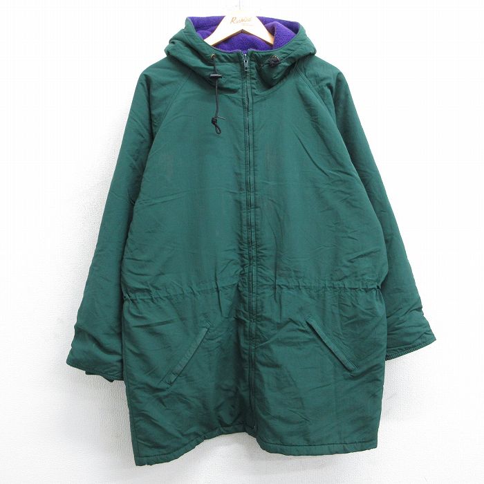 古着 ランズエンド 長袖 ナイロン ジャケット パーカー レディース 90年代 90s ラグラン ポーラテック 大きいサイズ ロング丈 USA製 緑 グリーン 内側フリース 25feb17 中古 アウター ウインドブレーカー