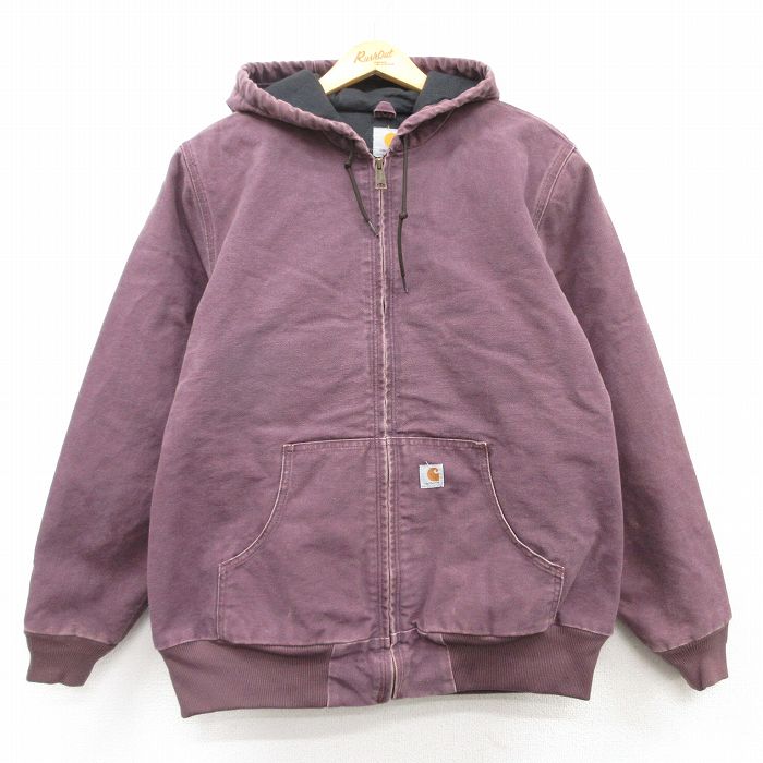 古着 カーハート Carhartt 長袖 アクティブ ジャケット パーカー キッズ ガールズ 子供服 ダック地 コットン 紫 パープル 内側キルティング 【spe】 25mar17 中古 アウター ジャンパー ブルゾン