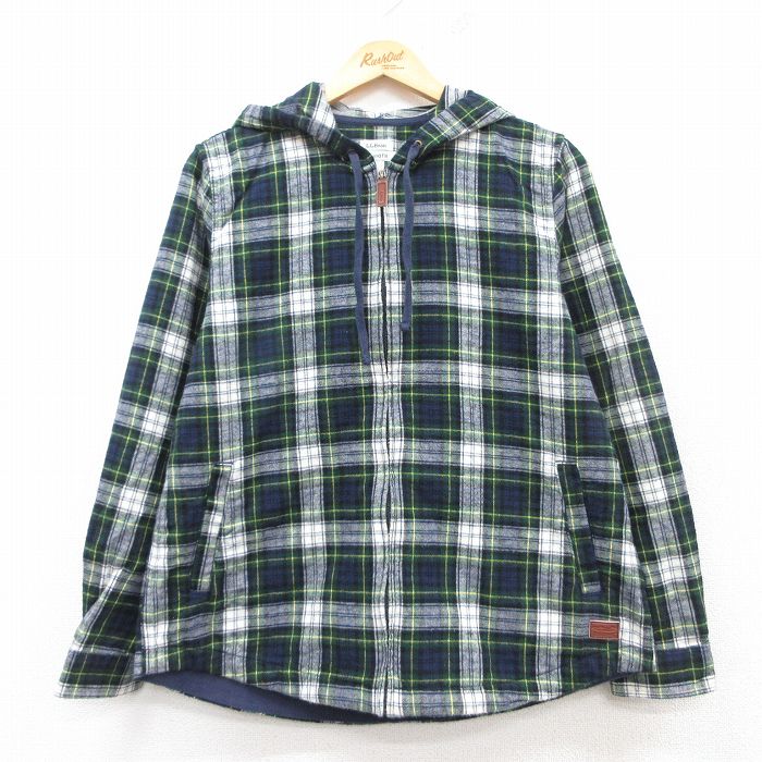 古着 エルエルビーン LLBEAN 長袖 ジャケット パーカー レディース コットン 緑他 グリーン チェック 25mar17 中古 アウター ジャンパー ブルゾン